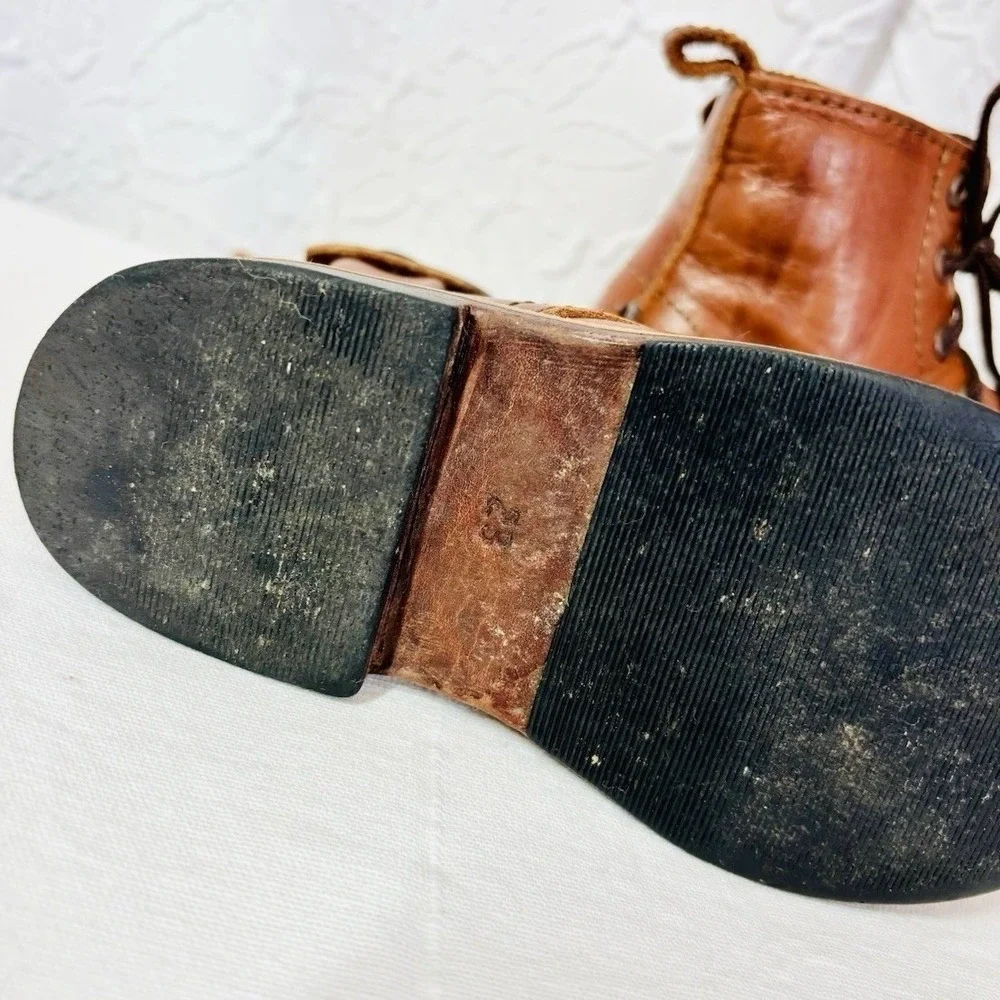 Mikoleon Brown Leather Heirloom Classic Lace Up Boots Shoes Kid's Size 23 US 7‎